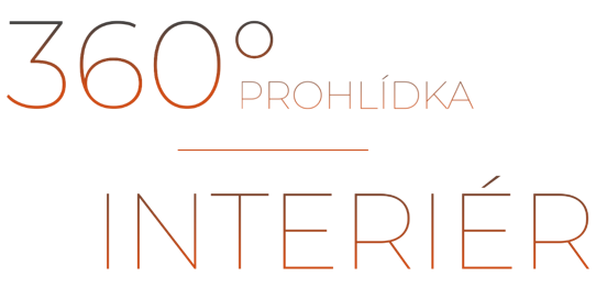 Text displaying "360° PROHLÍDKA INTERIÉR" on a white background.