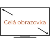 A rectangle with two diagonal arrows pointing to opposite corners and the text "Celá obrazovka" in the center.