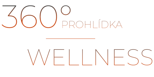Text reading "360° PROHLÍDKA WELLNESS" on a white background.